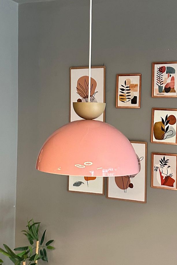 Yimpi Pembe Avize Bej Şapka Tekli Sarkıt Salon Kuaför Cafe Dekoratif Aydınlatma Pastane - 2