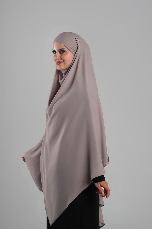 Violet Pratik Hazır Geçmeli Tesettür Eşarp Krep Bağcıklı Sufle Hijab 2313_21 - 3