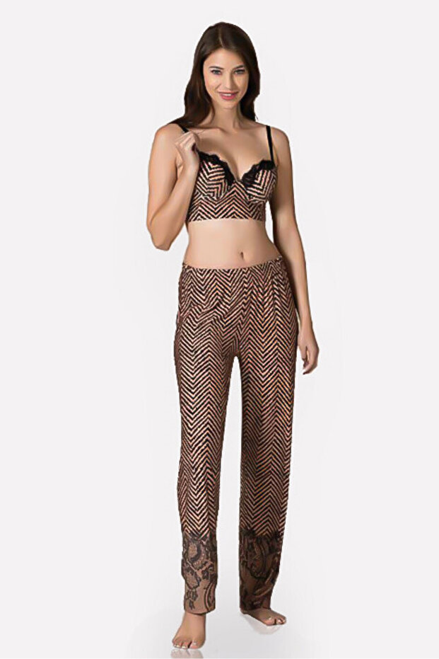 Brown Bustier Pajama Set