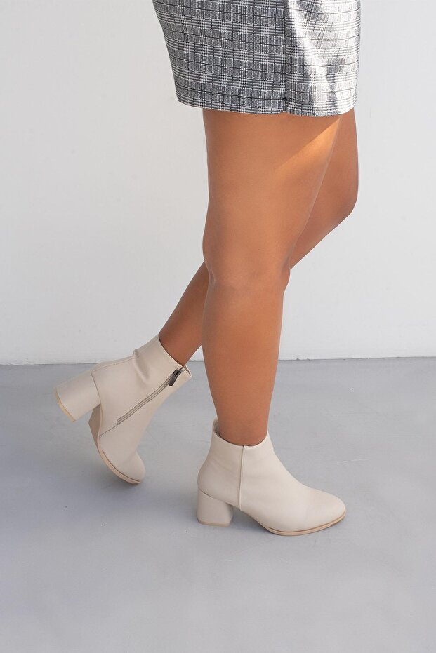 Kadın Ten Vicky Topuklu Deri Bot 6,5 cm Byndrsl2406 - 5