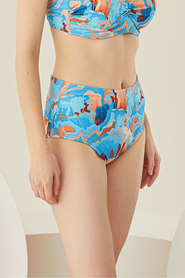 Renkli Mixed Yüksek Bel Tek Alt Bikini - 4
