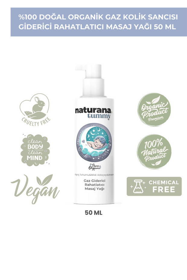 Tummy Natural Gas Colic Pain Relief Relaxing Baby Massage Oil 50 ml