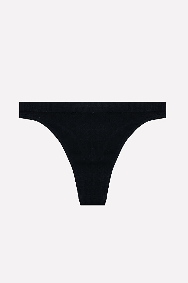 Siyah Seamless Mini String Brief - 1