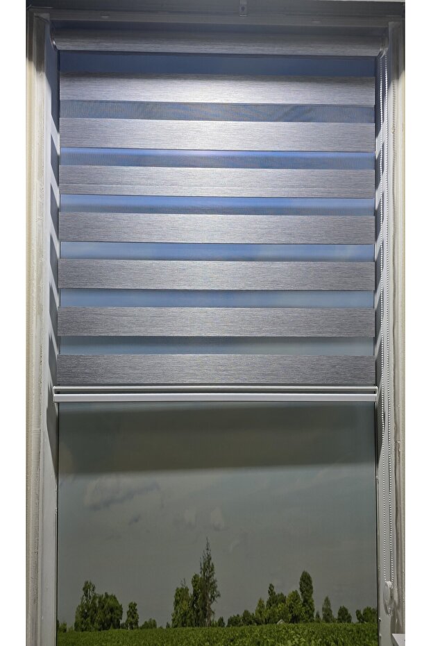 Gri Bambu Zebra Perde R-189 - 2