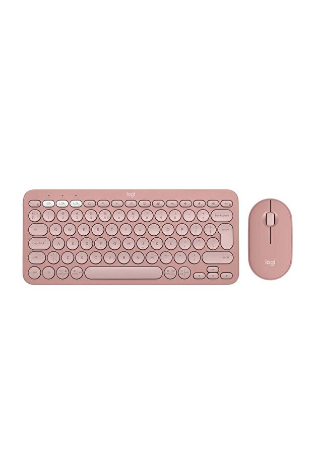 PEBBLE 2 MULTI-DEVICE BLUETOOTH KLAVYE MOUSE SET-PUDRA PEMBE - 1