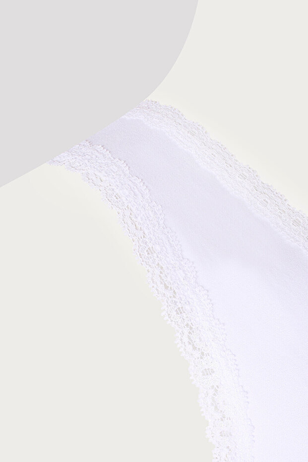 Beyaz Kalın Askılı Dantelli Atlet - 2