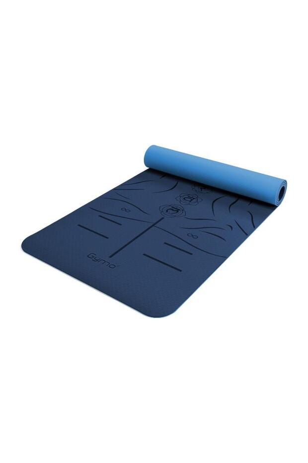 6mm Tpe Yoga Mat Pilates Mat Blue With Symbol Alignment