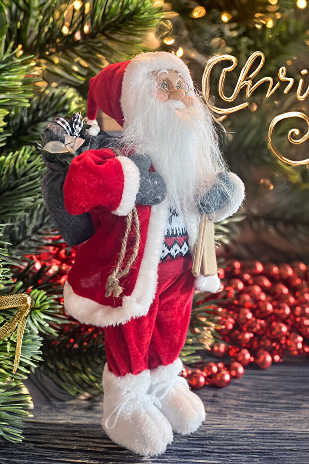 Christmas Ornament Santa Claus Figurine Large Size 45cm - with Gift Bag and Accessories