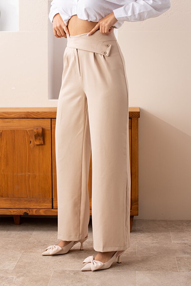 Beige Fabric Trousers