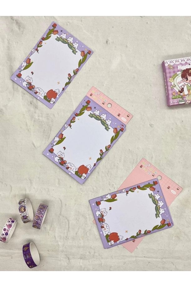 Lila Rengi Yapışkanlı Süsleme Kağıdı /Etiket / Süsleme sayfası /Post it/Yapışkanlı Not Kağıdı - 3