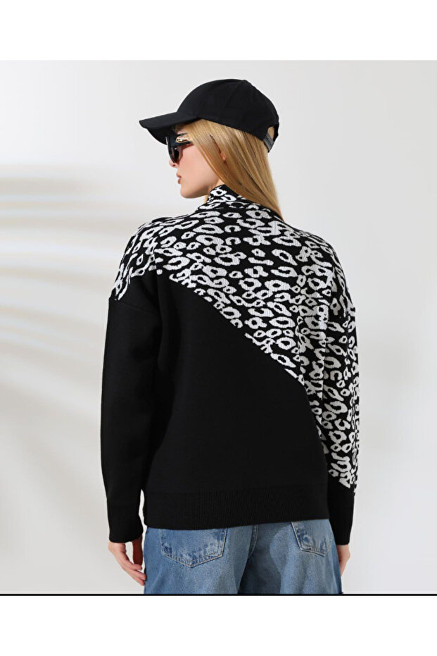 pulover de damă leopard negru - 2