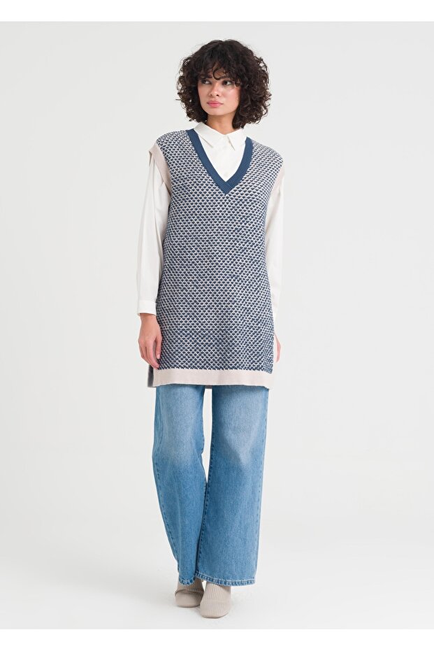 1010 V Yaka Triko Süeter - 3