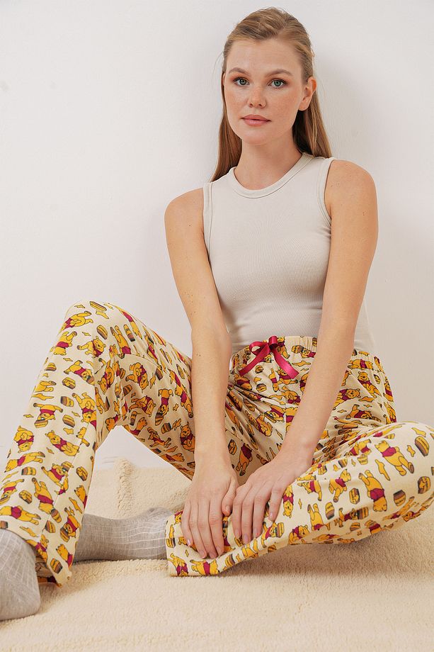 4323 Desenli Pijama Altı - M. Krem - 5