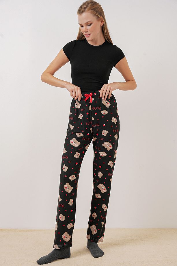 4323 Desenli Pijama Altı - Siyah - 4