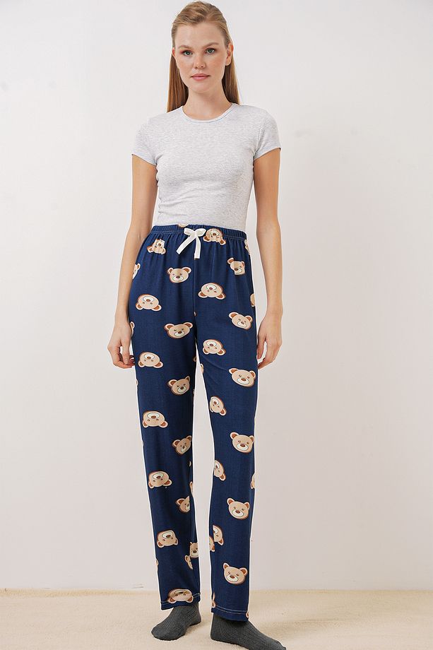 4323 Desenli Pijama Altı - F.Lacivert - 5