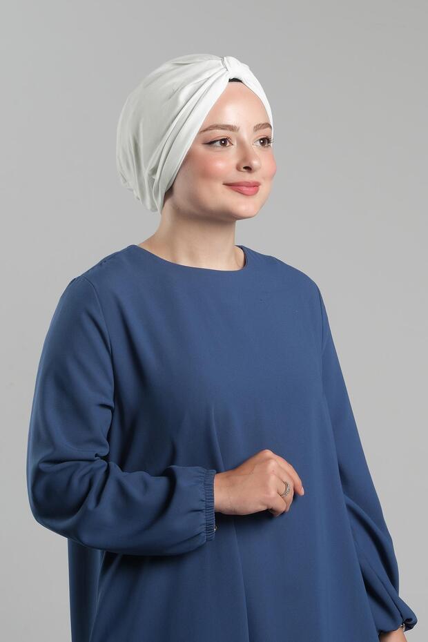 Cream Practical Ready-To-Wear Hijab Bonnet Sandy Pleated Casual 2121_40
