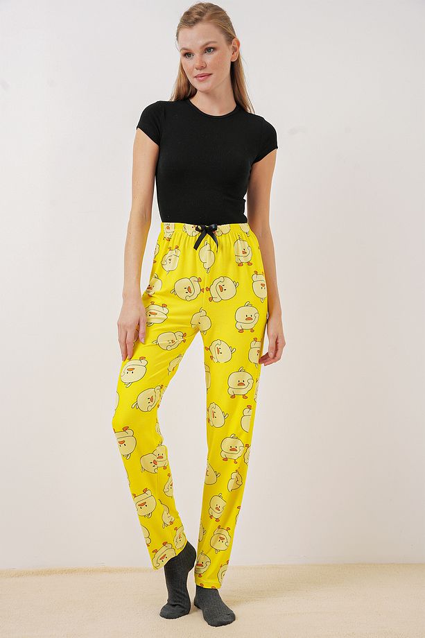 4323 Desenli Pijama Altı - Sarı - 4