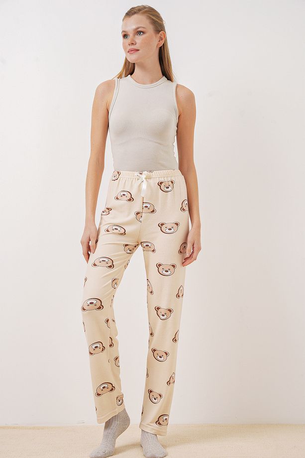 4323 Desenli Pijama Altı - Krem - 3