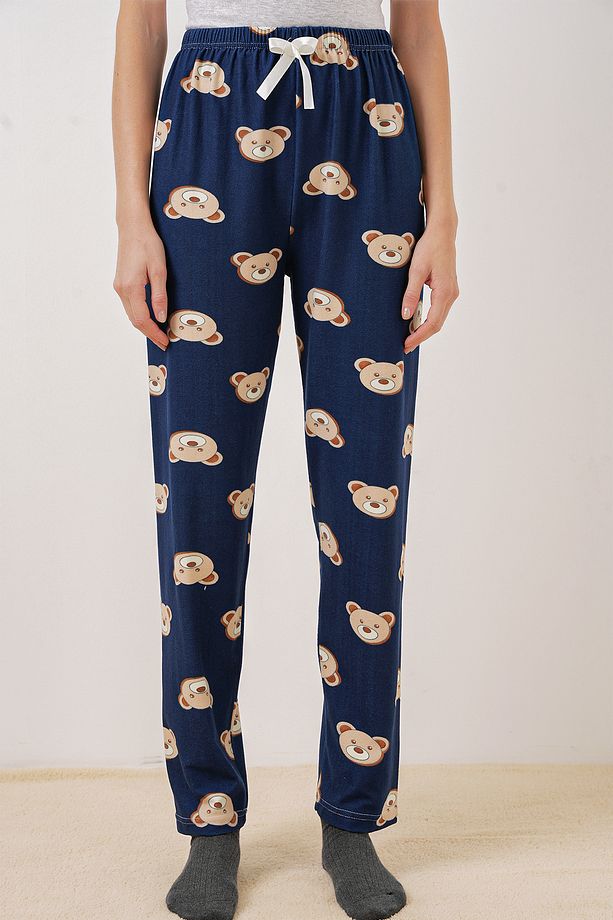 4323 Desenli Pijama Altı - F.Lacivert - 4