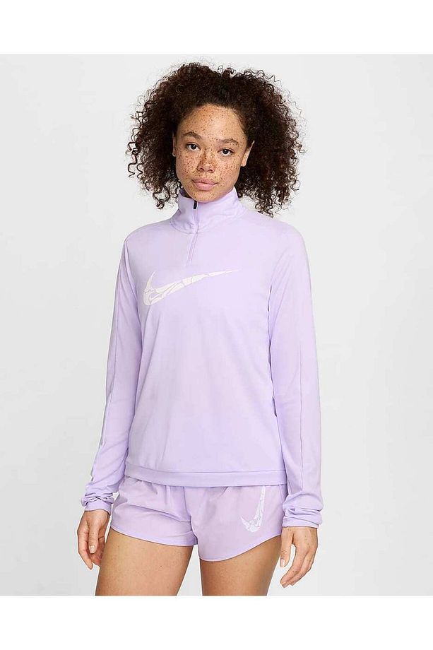 Dri-Fit Swift Element UV 1/4-Zip Running Long-Sleeve Lila Kadın Koşu Üst - 1