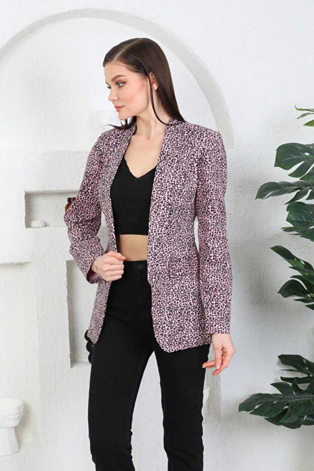 سترة بطبعة الفهد بدون إغلاق - 1