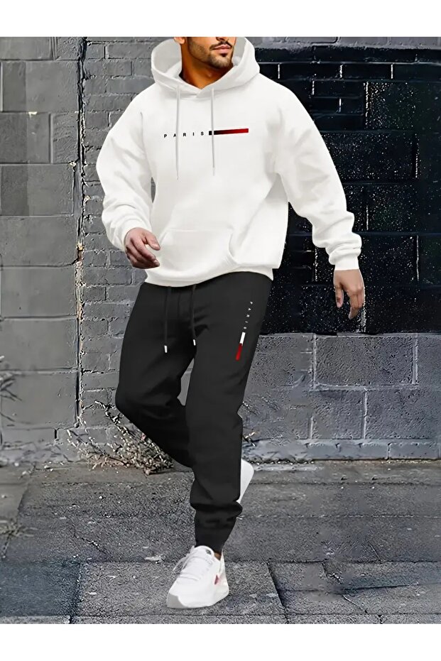 Sweatshirt Set Hooded Paris Printed, Soft and Thick Product Made of Cotton, 2-Piece Set Combin