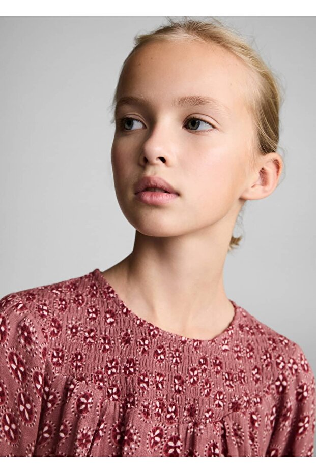 Çiçekli Pamuklu Elbise - 7