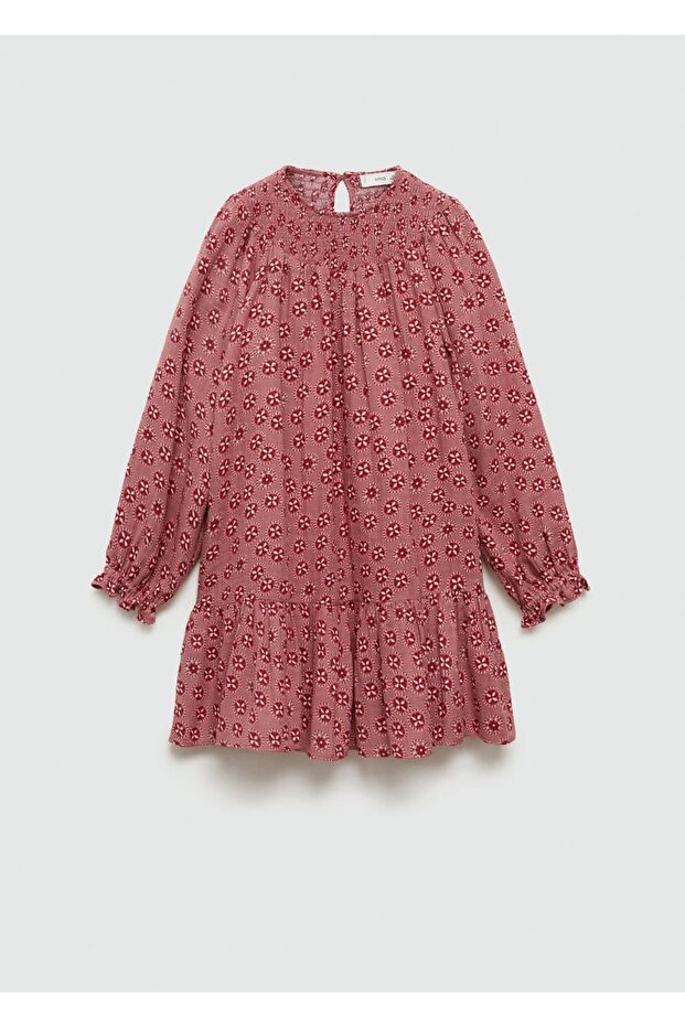 Çiçekli Pamuklu Elbise - 3