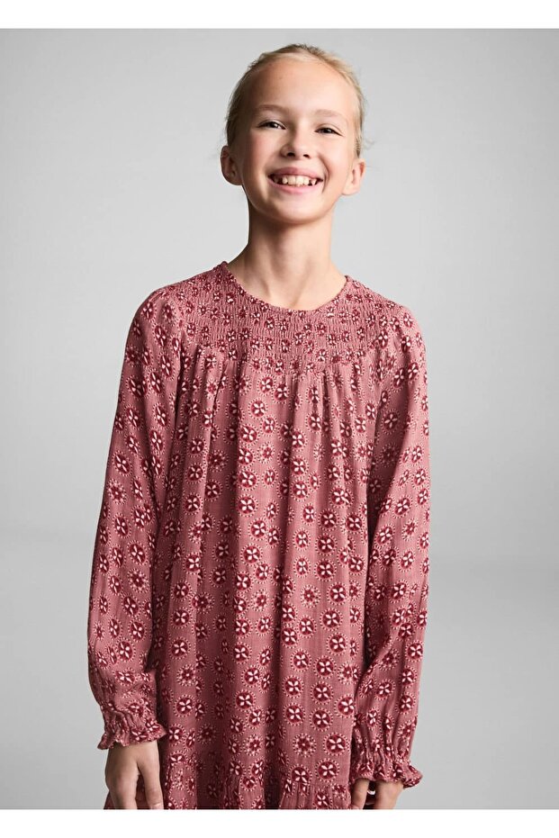 Çiçekli Pamuklu Elbise - 1