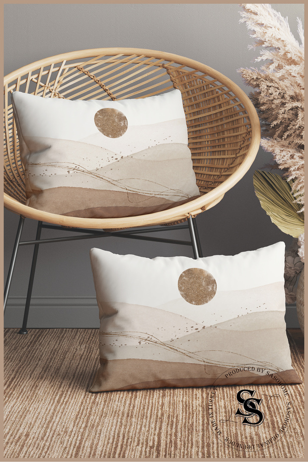 غطاء وسادة مستطيل بنمط الرمال الصحراوية مكون من قطعتين - 1