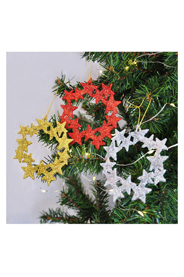 Christmas Tree Ornament Glitter Stars 3 Pcs 11 cm