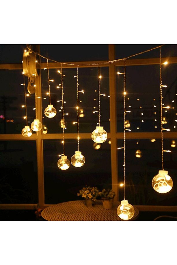 Dekoratif Işıklı 12toplu Perde Led Fişli Led Işık Top Led Yılbaşı Işığı - 2
