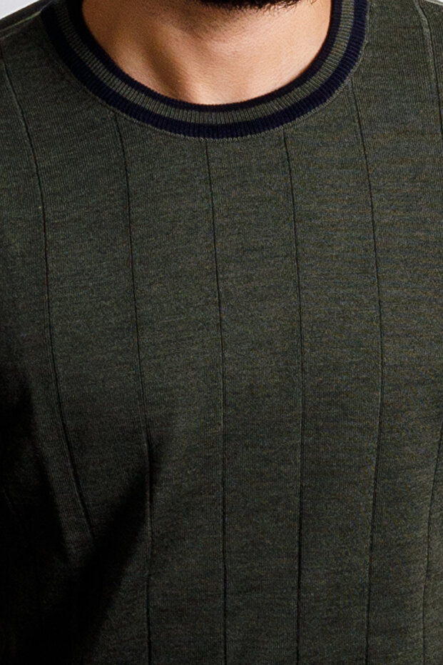 İnterview Sarar 0 Yaka Yün Haki Triko Kazak - 3