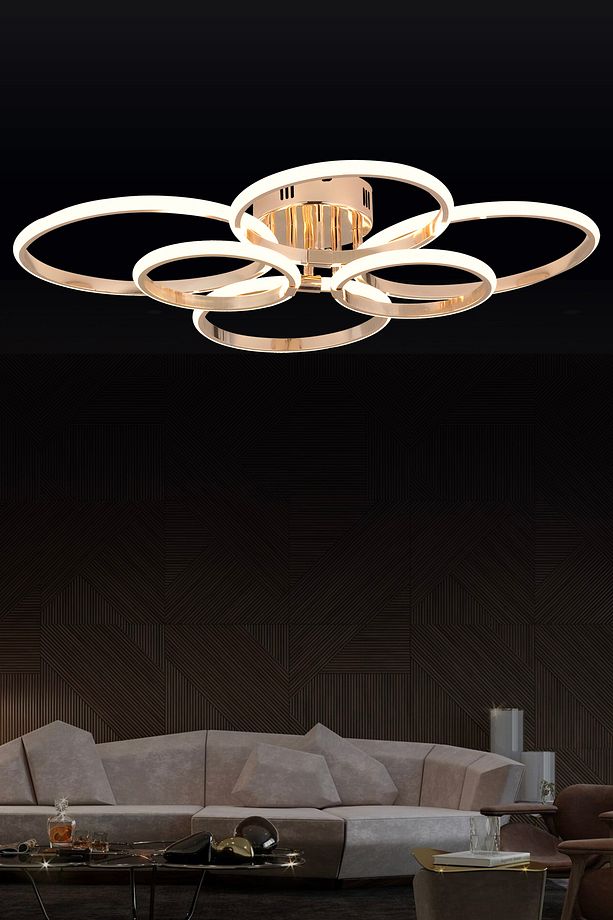 Pl 02 6 Model Gold 3 Renkli Salon Ve Oturma Odası Için Ideal Alüminyum Avize, 75x10 - 6