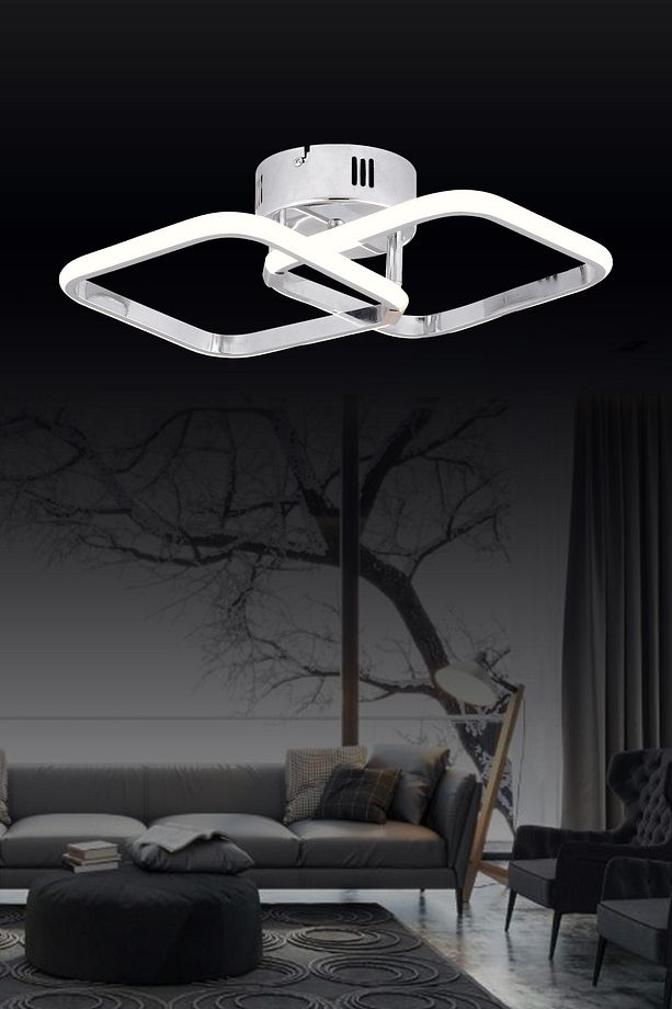 Pl 01 2 Model Krom 3 Renkli Salon Ve Oturma Odası Için Ideal Alüminyum Avize, 45x10 - 1