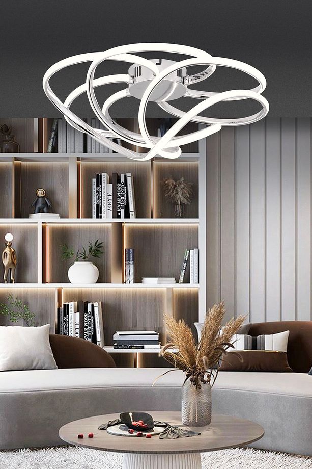 Pl 08 6 Model Krom 3 Renkli Salon Ve Oturma Odası Için Ideal Alüminyum Avize, 50x25 - 5