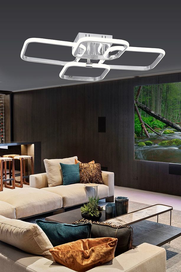 Pl 01 4 Model Krom 3 Renkli Salon Ve Oturma Odası Için Ideal Alüminyum Avize, 65x10 - 5