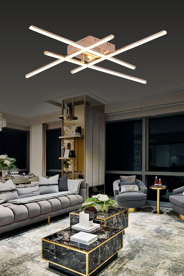 Pl 06 4 Model Gold 3 Renkli Salon Ve Oturma Odası Için Ideal Alüminyum Avize, 10x55 - 5