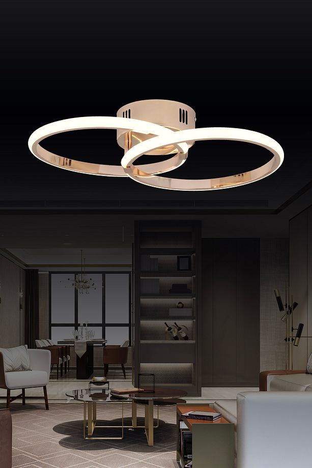Pl 02 2 Model Gold 3 Renkli Salon Ve Oturma Odası Için Ideal Alüminyum Avize, 45x10 - 1