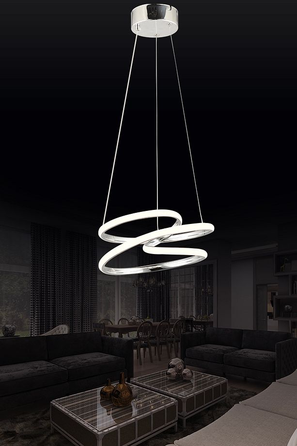 Ld 039 Topsuz Model Krom 3 Renkli Salon Ve Oturma Odası Için Ideal Alüminyum Avize, 35x70 - 1