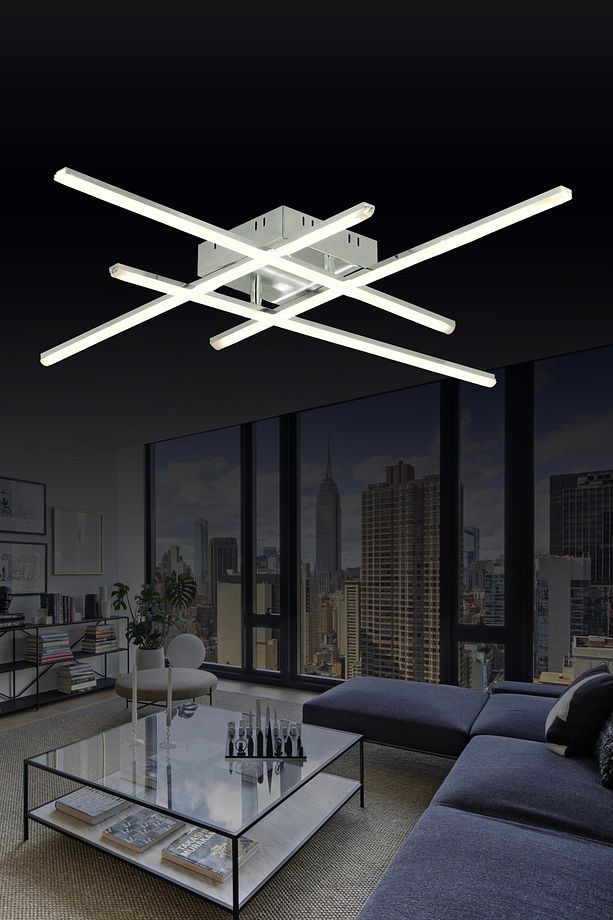 Pl 06 4 Model Krom 3 Renkli Salon Ve Oturma Odası Için Ideal Alüminyum Avize, 10x55 - 1