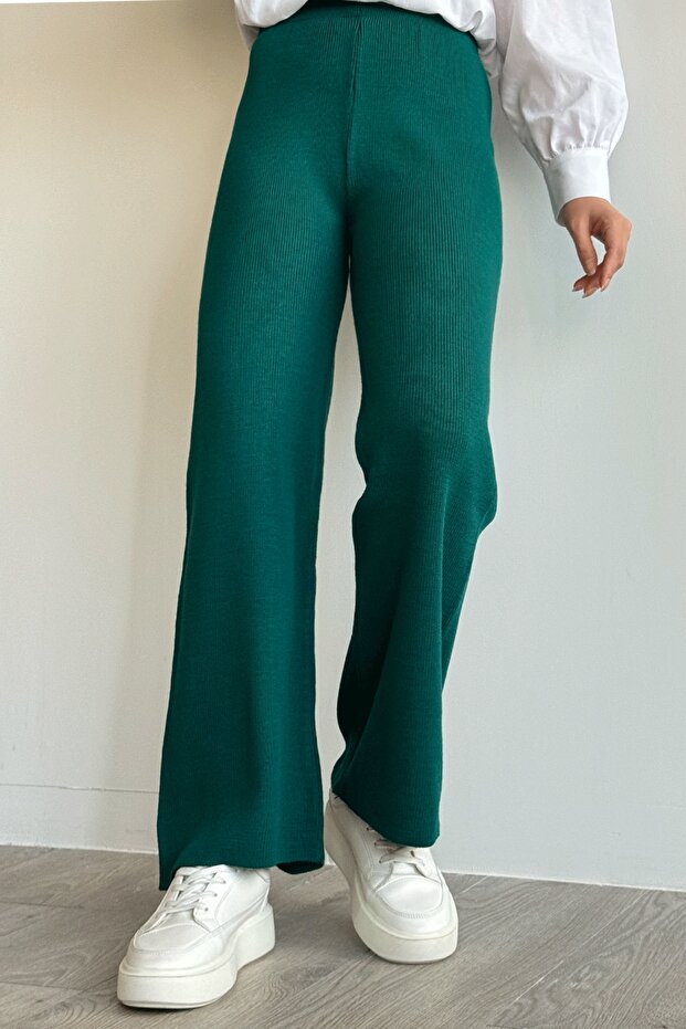 Basic Petrol Yeşili Triko Pantolon - 4