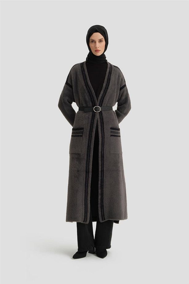 Peluş Hırka 24kd2801 Antrasit - 2