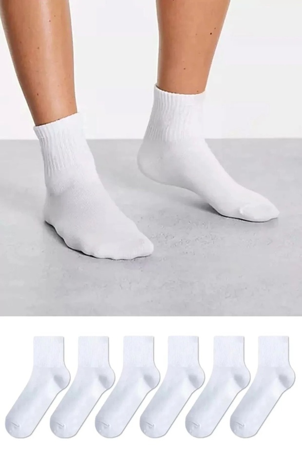 Uniszex fehér főiskolai zokni 6 csomag (pamut) - 1