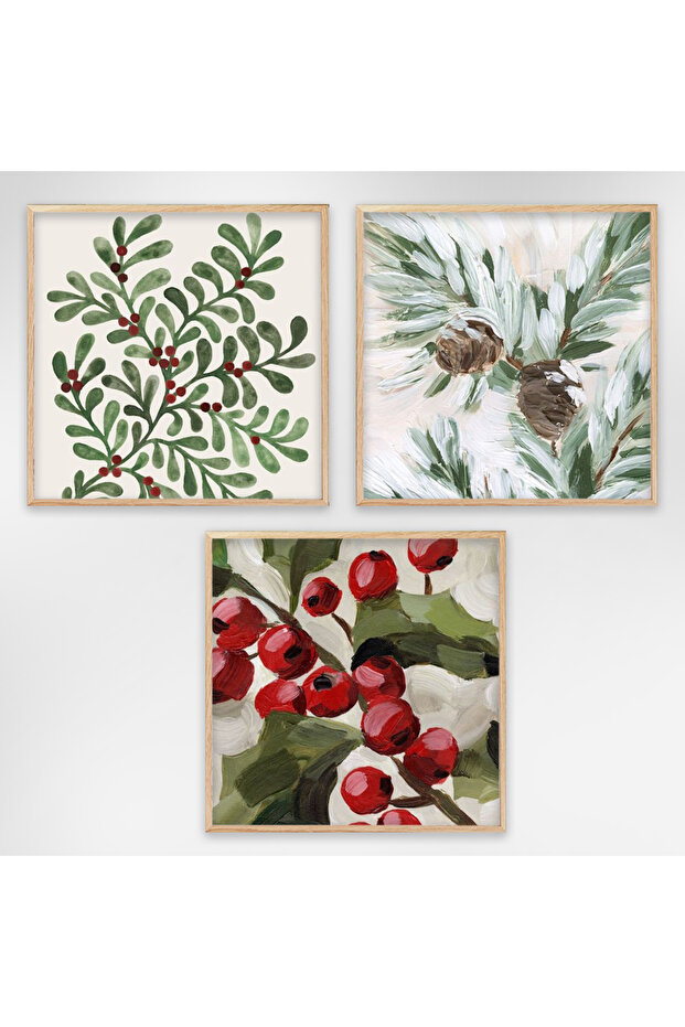 3 Parça Ahşap Çerçeveli Tablo - 1