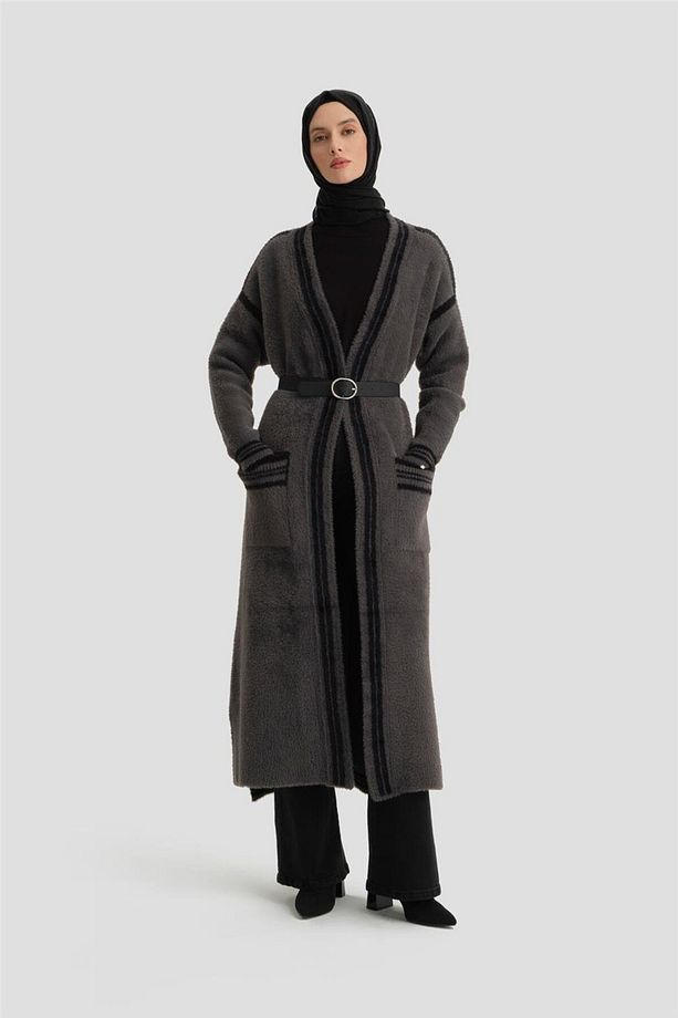 Peluş Hırka 24kd2801 Antrasit - 1
