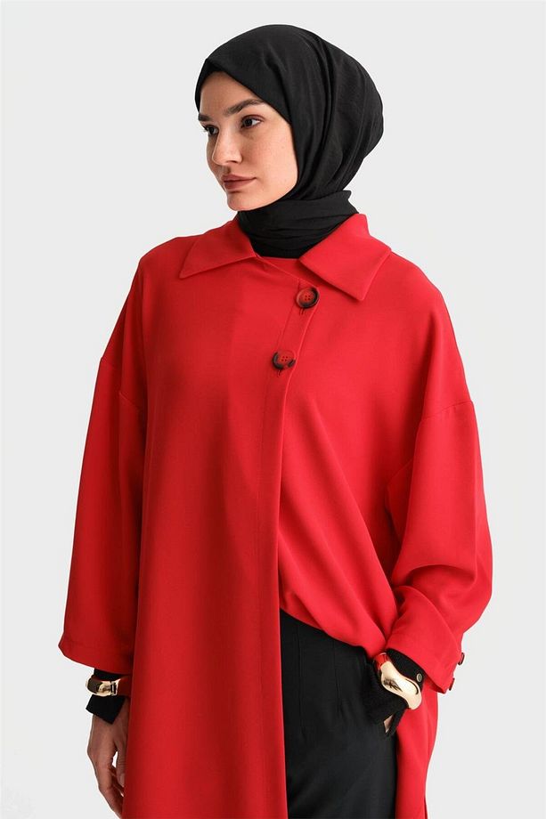 Yarım Astarlı Giy Çık 24k5605 Kırmızı - 3