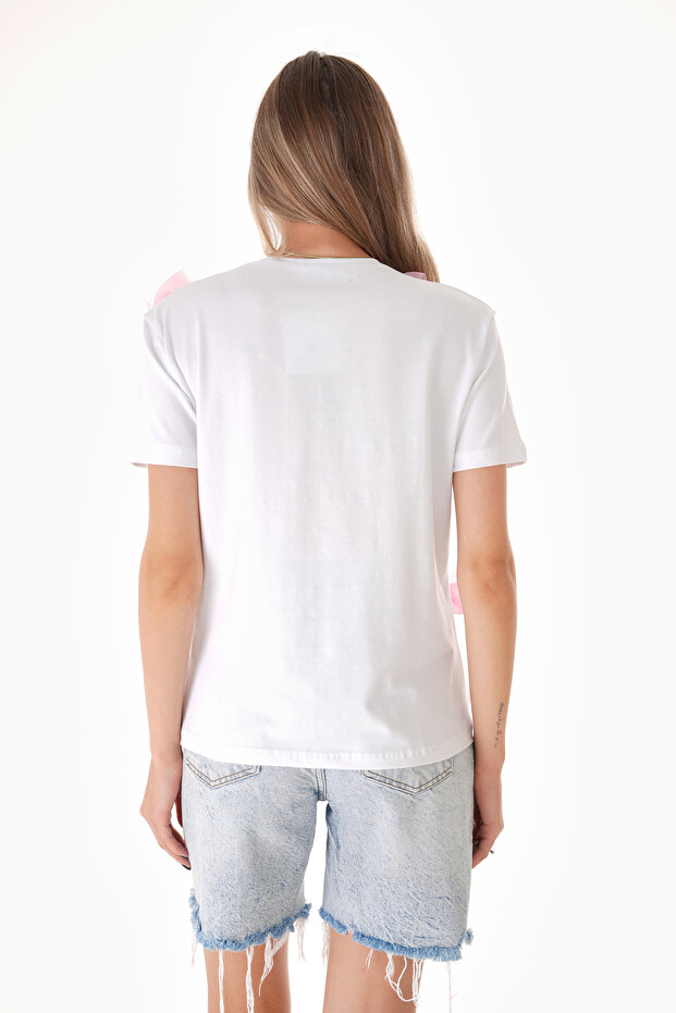 Μπλουζάκι με ροζ φιόγκο - 5