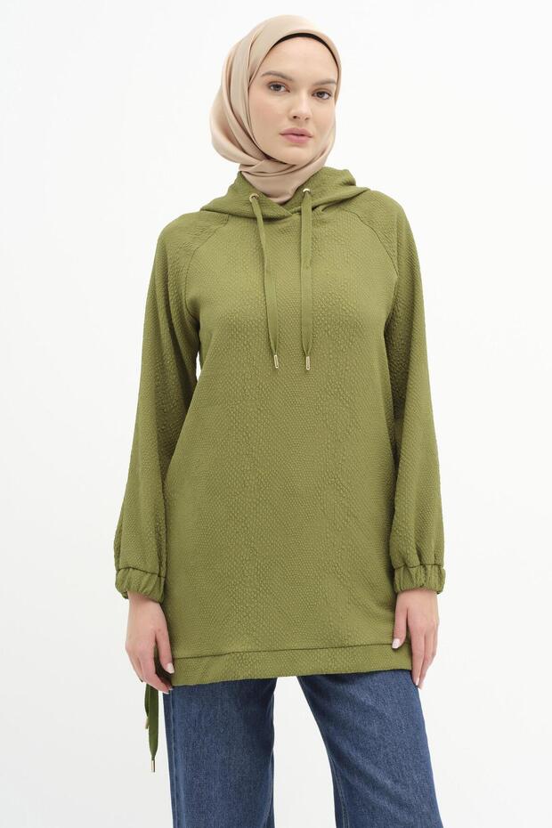 Kapüşonlu Sweat - Olive - 2