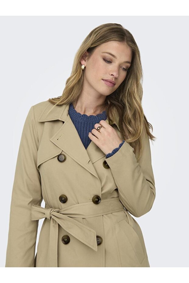 Kadın Bej Trençkot - 4
